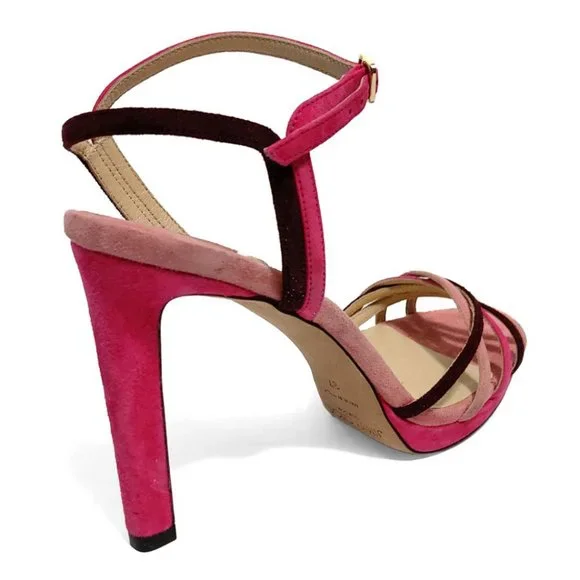 JIMMY CHOO Lilah 100 Hot Pink Suede Strappy Platform Heels Size EU37 7US Sandals